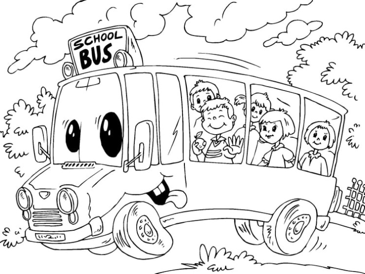 Cartoon Bus Kleurplaat