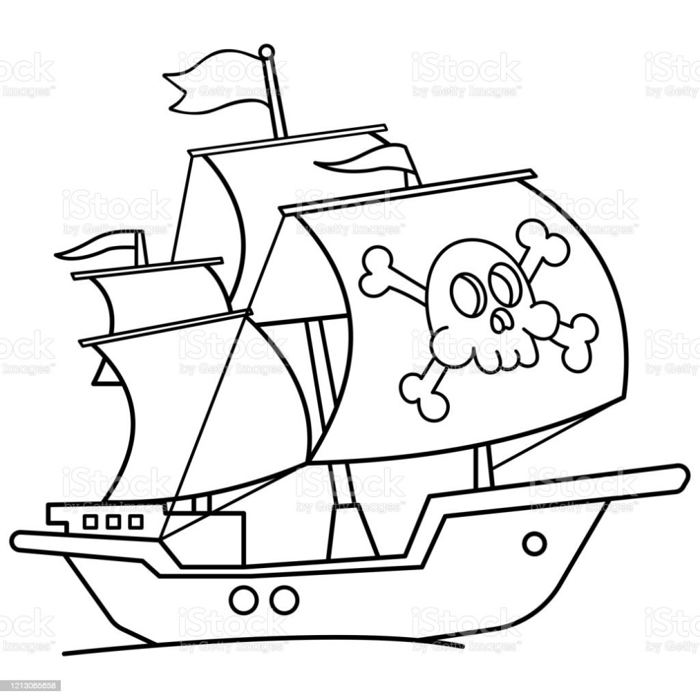 Cartoon Schip Kleurplaat