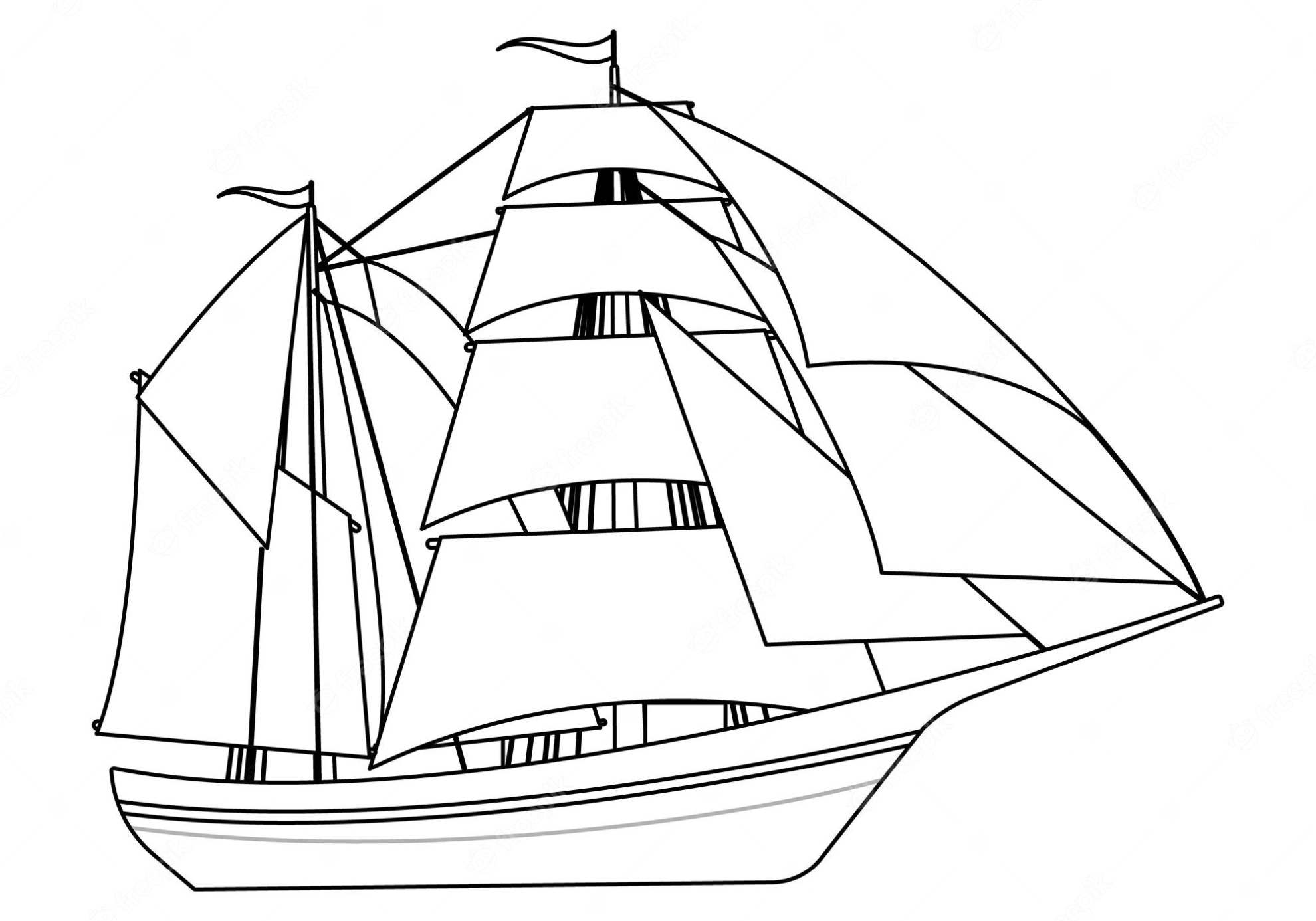 Cartoon Schip Kleurplaat