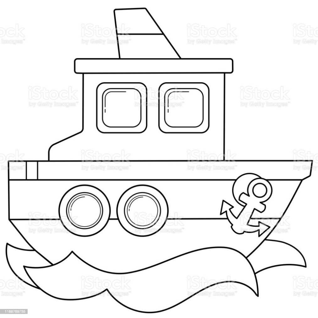 Cartoon Schip Kleurplaat