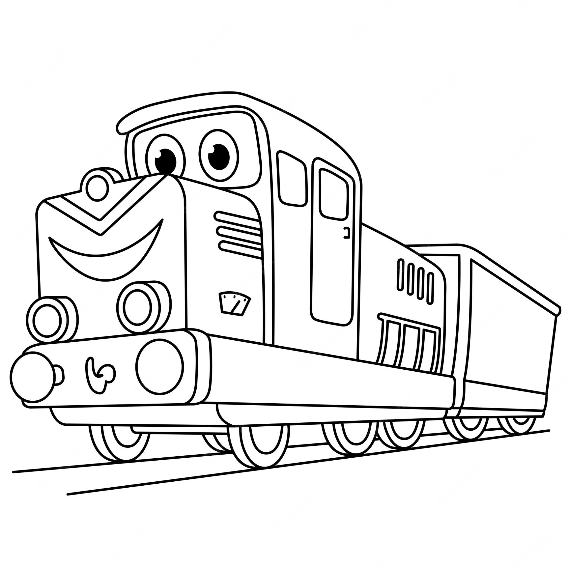 Cartoon Trein Kleurplaat