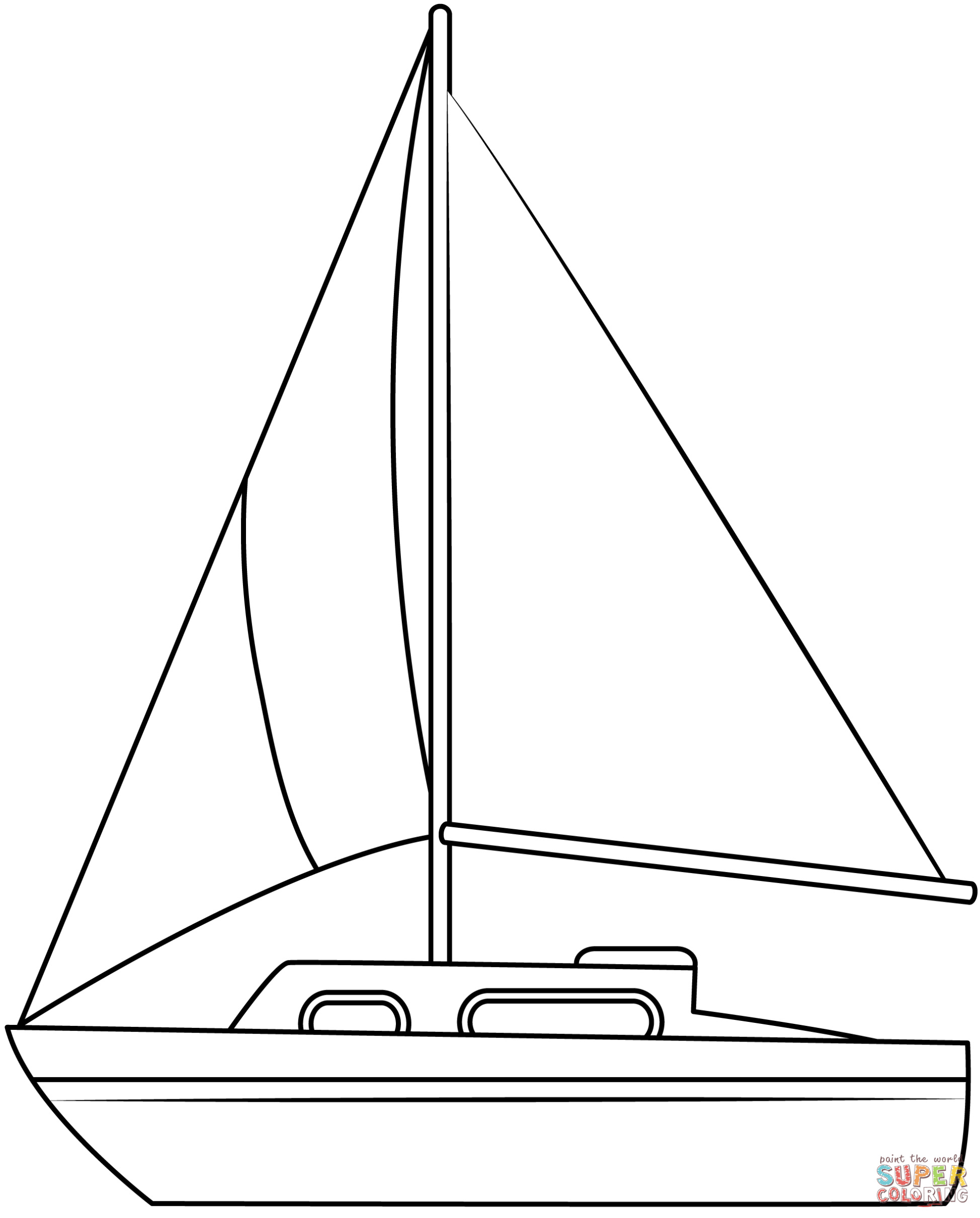 Catboat Zeilboot Kleurplaat