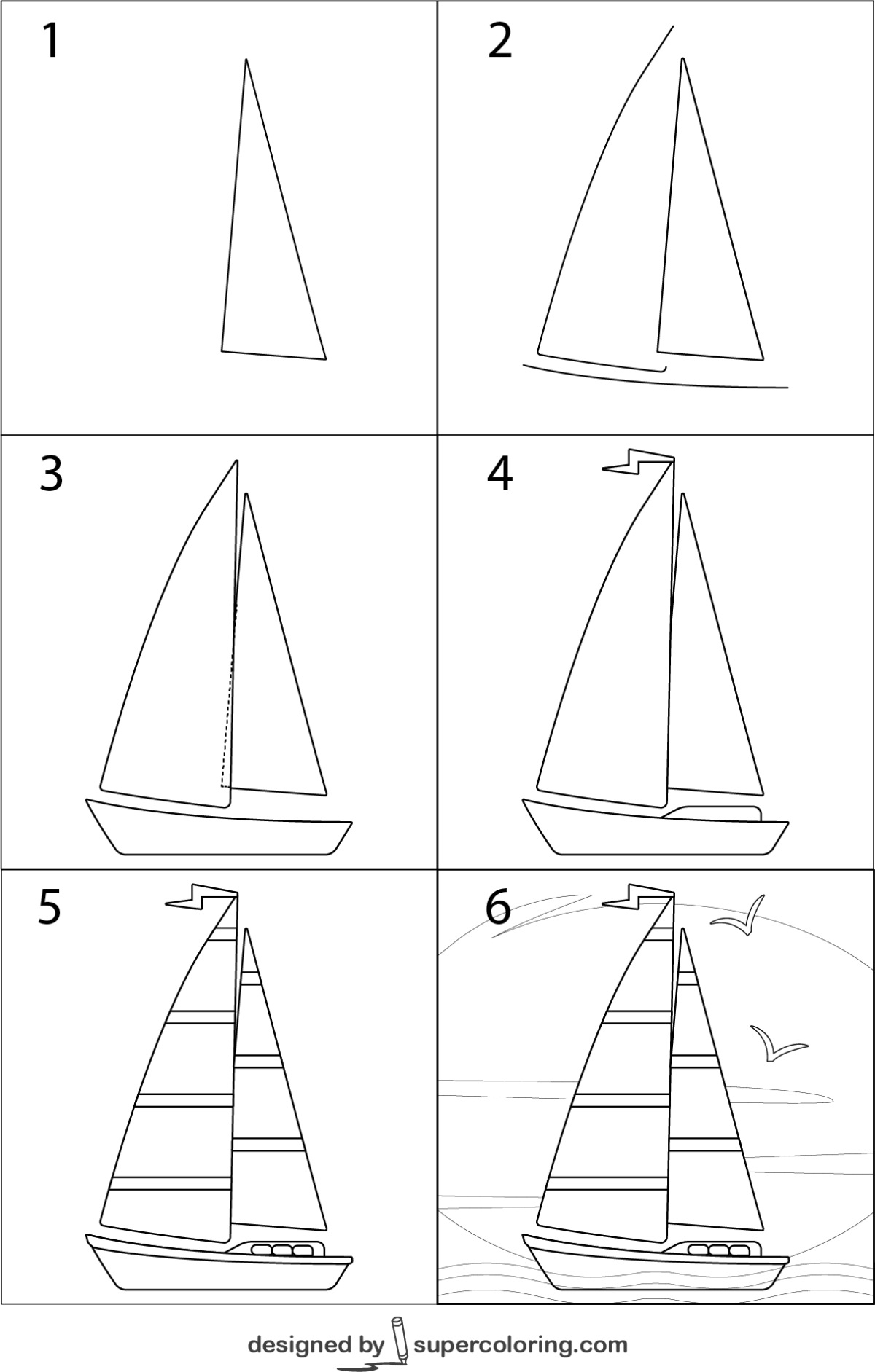 Catboat Zeilboot Kleurplaat