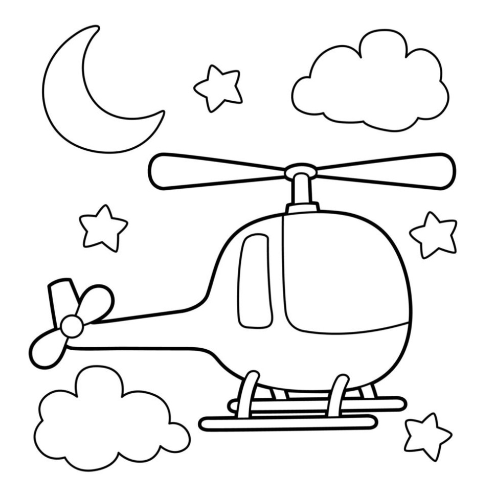 Eenvoudige Helikopter Kleurplaat