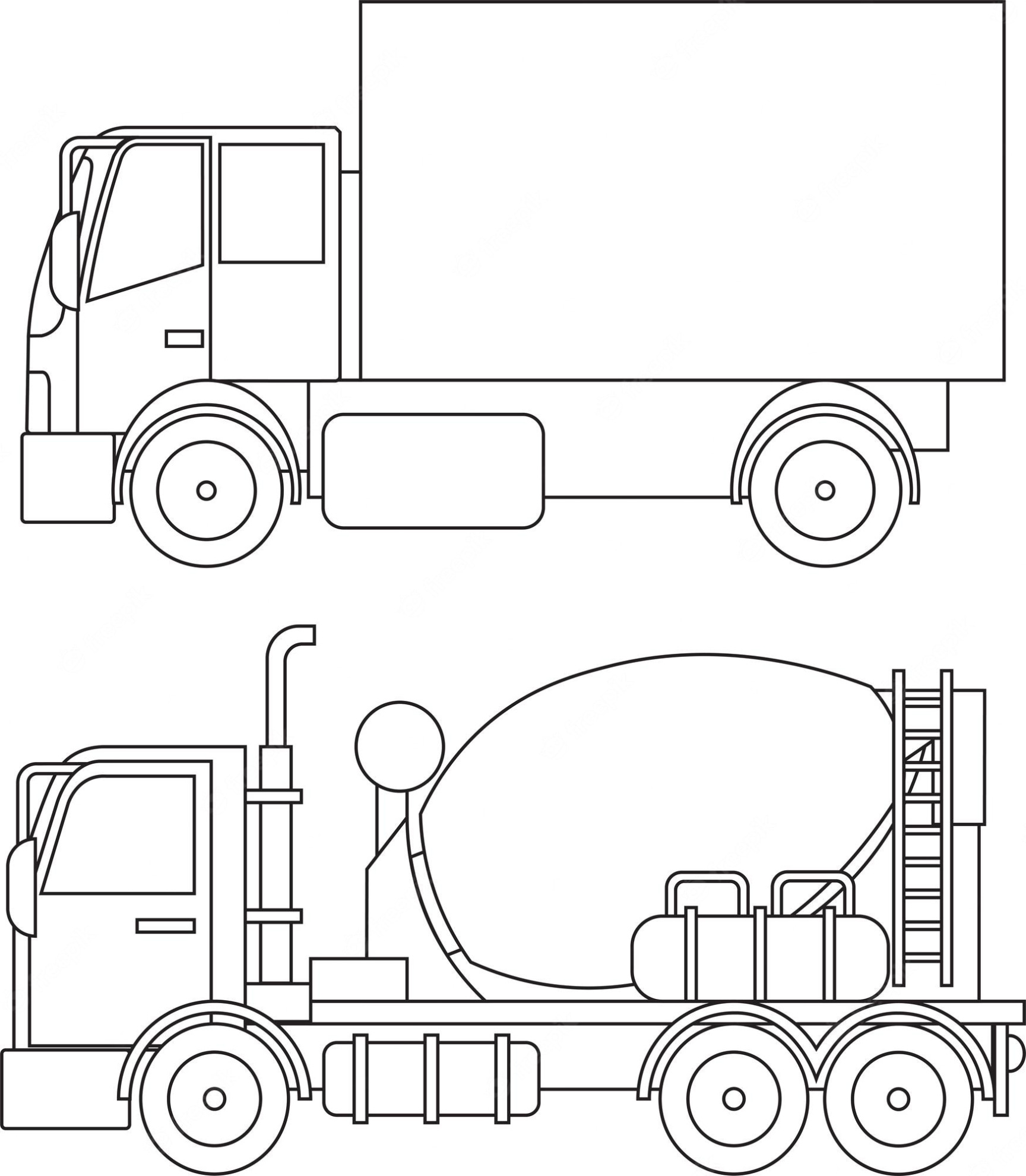 Eenvoudige Vrachtwagen Kleurplaat