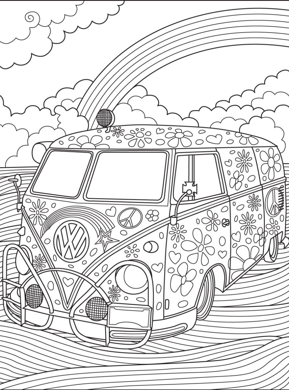 Hippiebus Kleurplaat