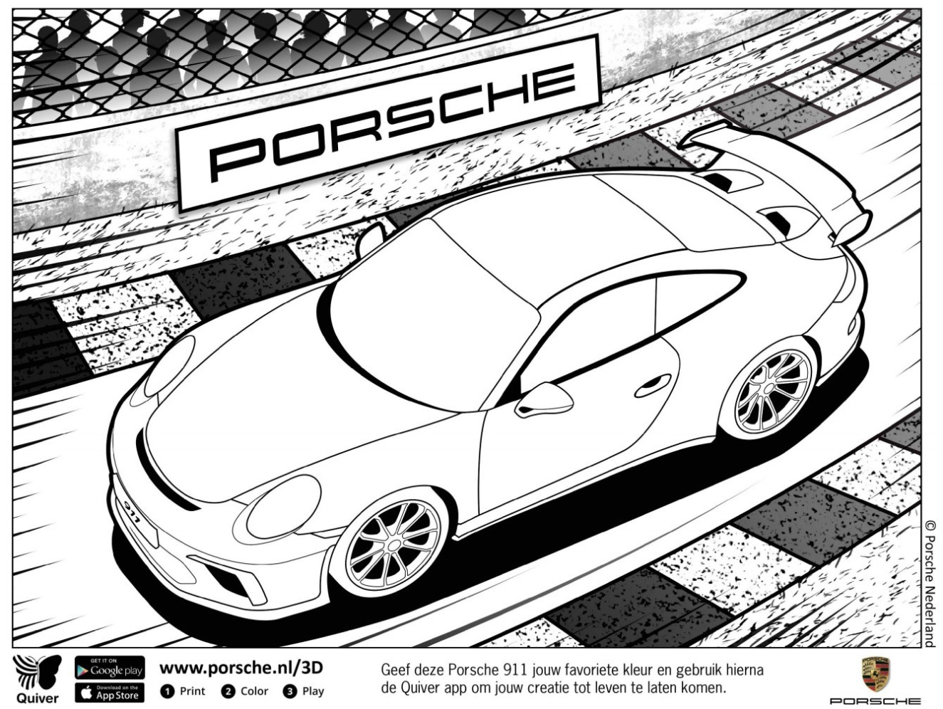 Kleurplaat Porsche V8