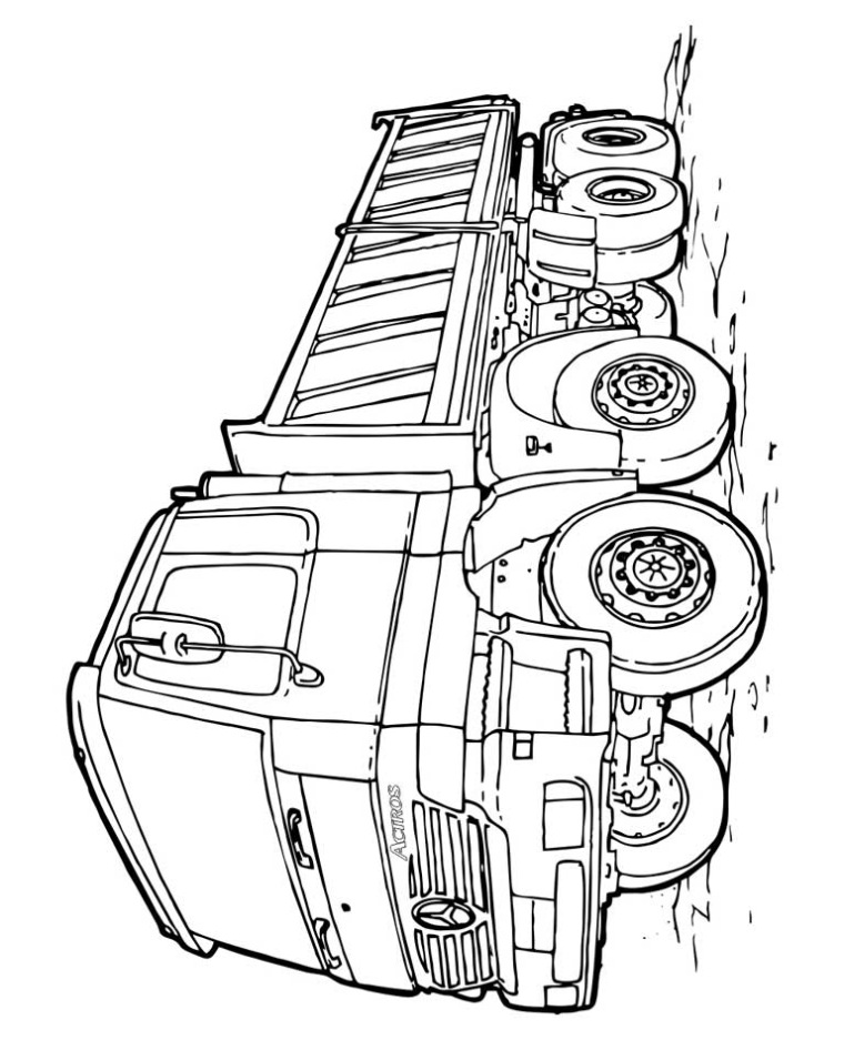 Kleurplaat Vrachtwagen Mercedes