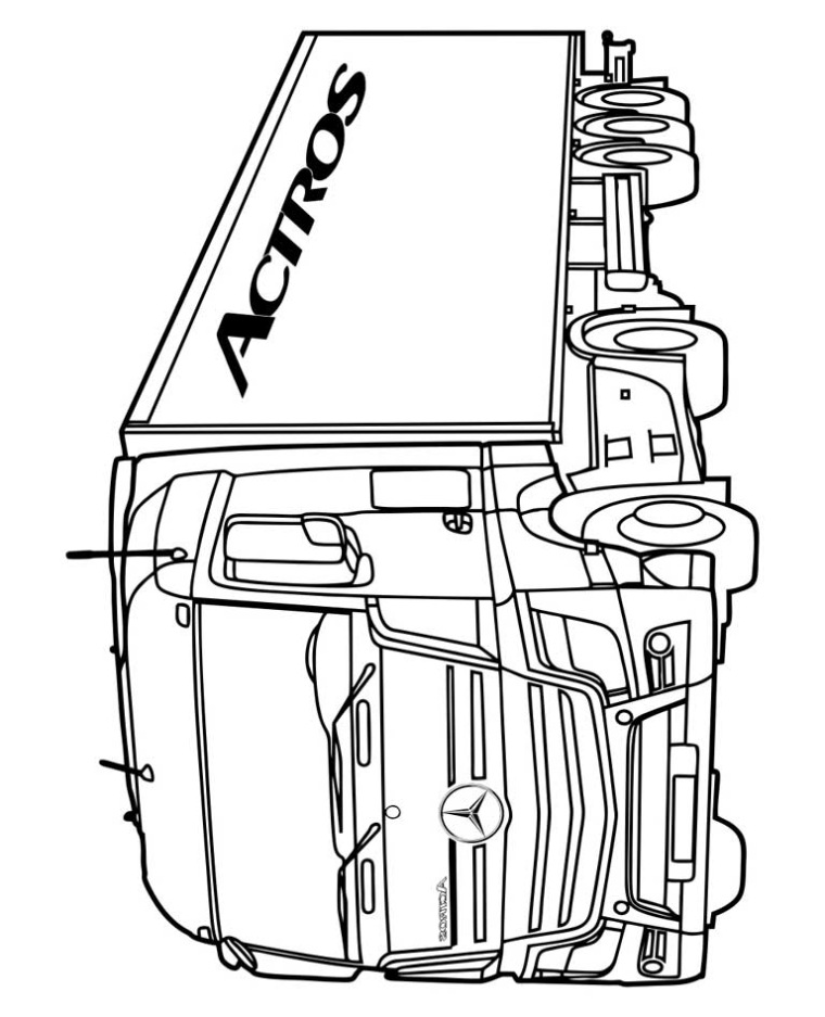 Kleurplaat Vrachtwagen Mercedes