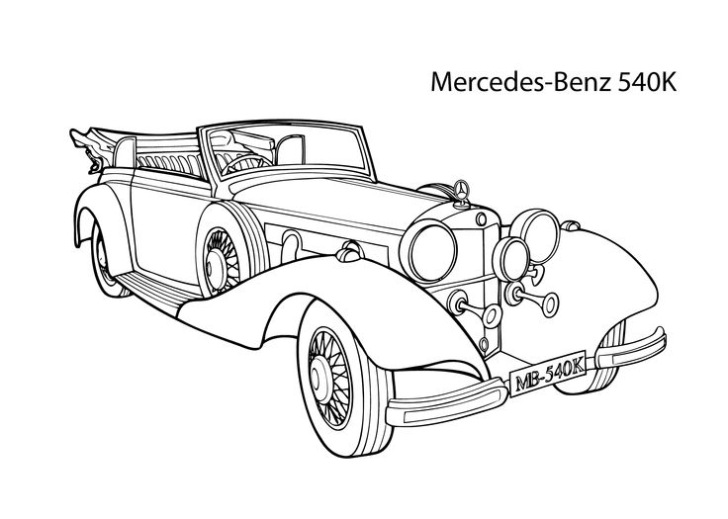 Mercedes 540k Kleurplaat