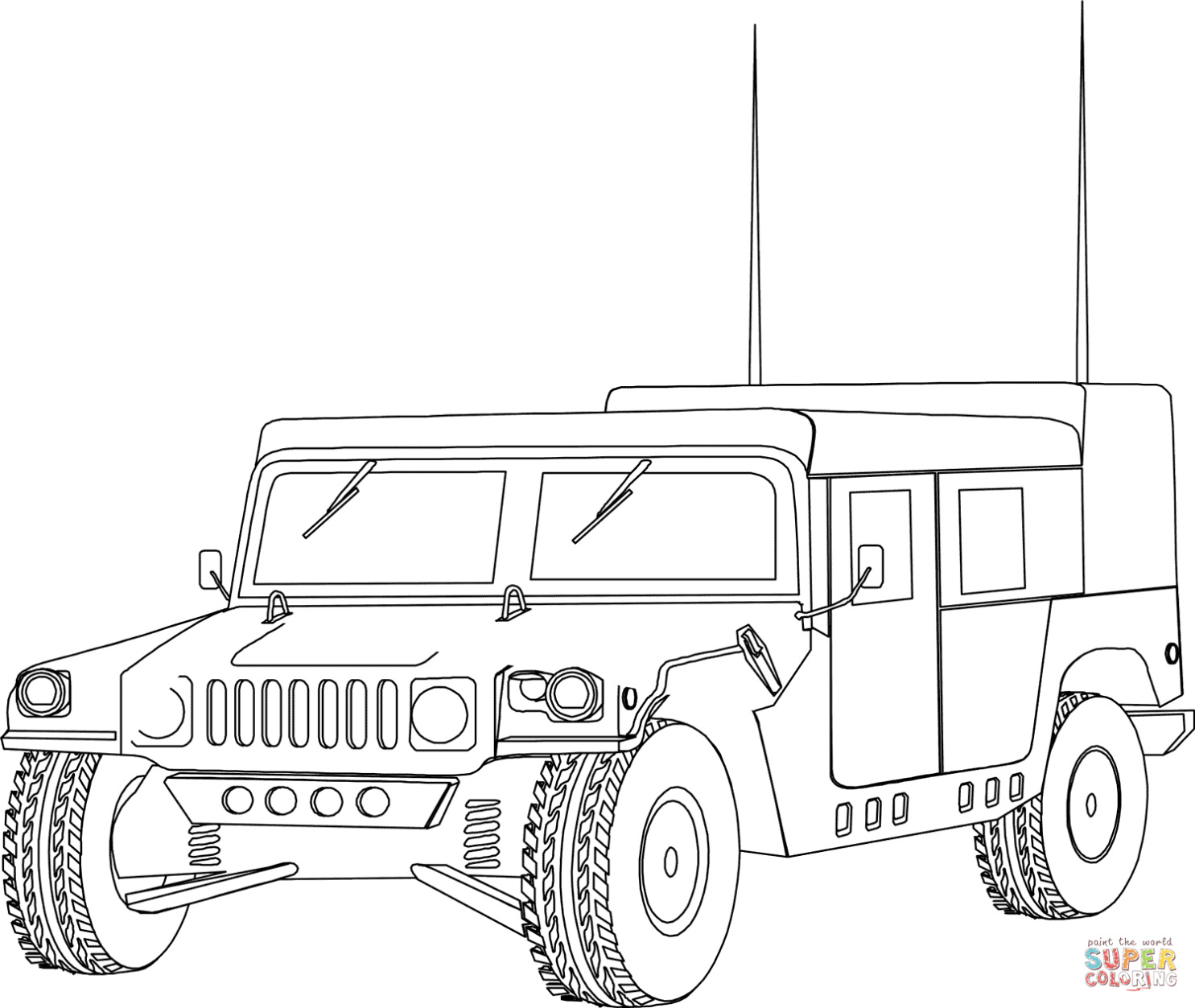Militaire Hummer Humvee Kleurplaat