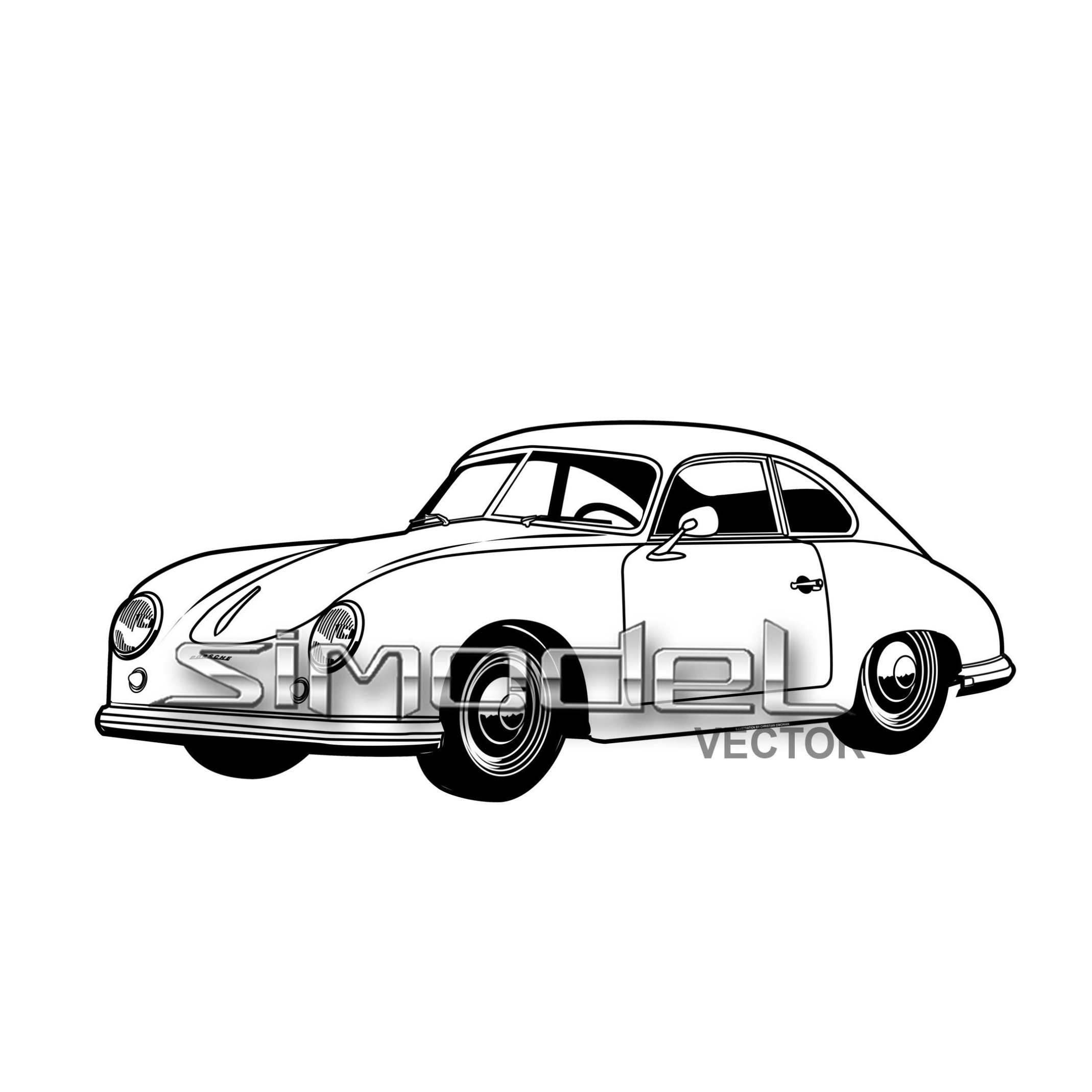 Oldtimer Porsche 356 Cabrio Kleurplaat