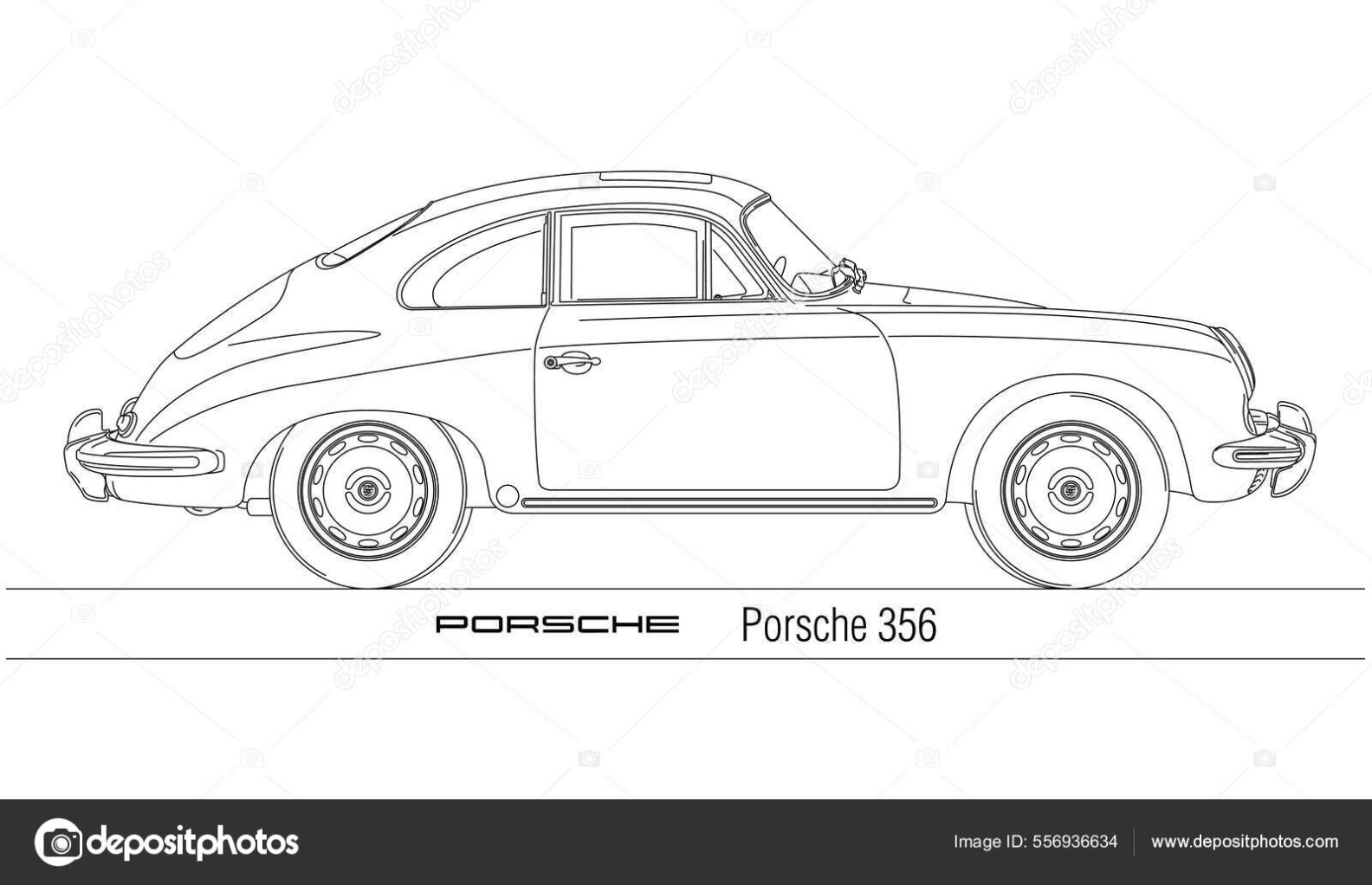 Oldtimer Porsche 356 Cabrio Kleurplaat