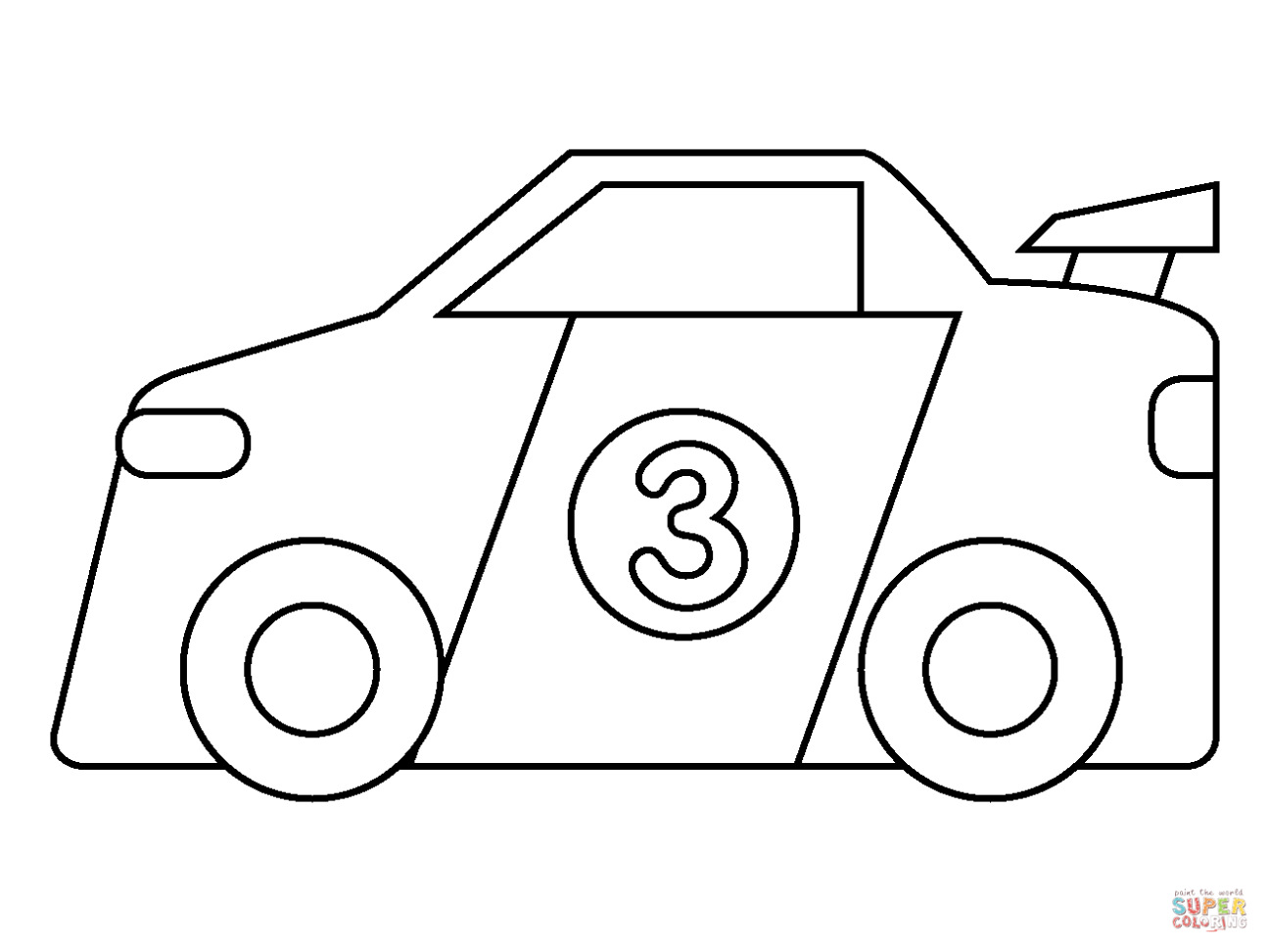 Raceauto-emoji Kleurplaat