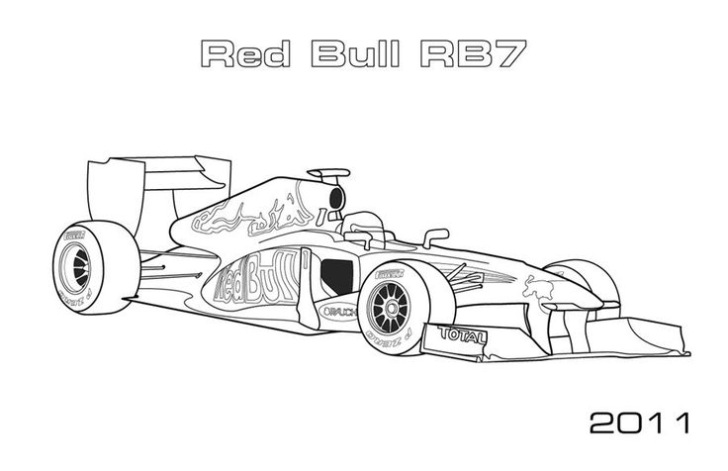 Red Bull Rb7 formula 1 Auto Kleurplaat