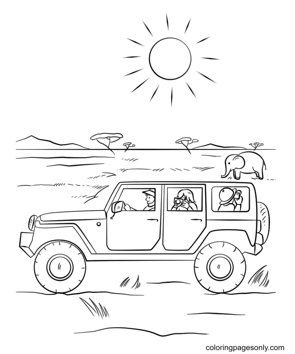 Safari Jeep Kleurplaat