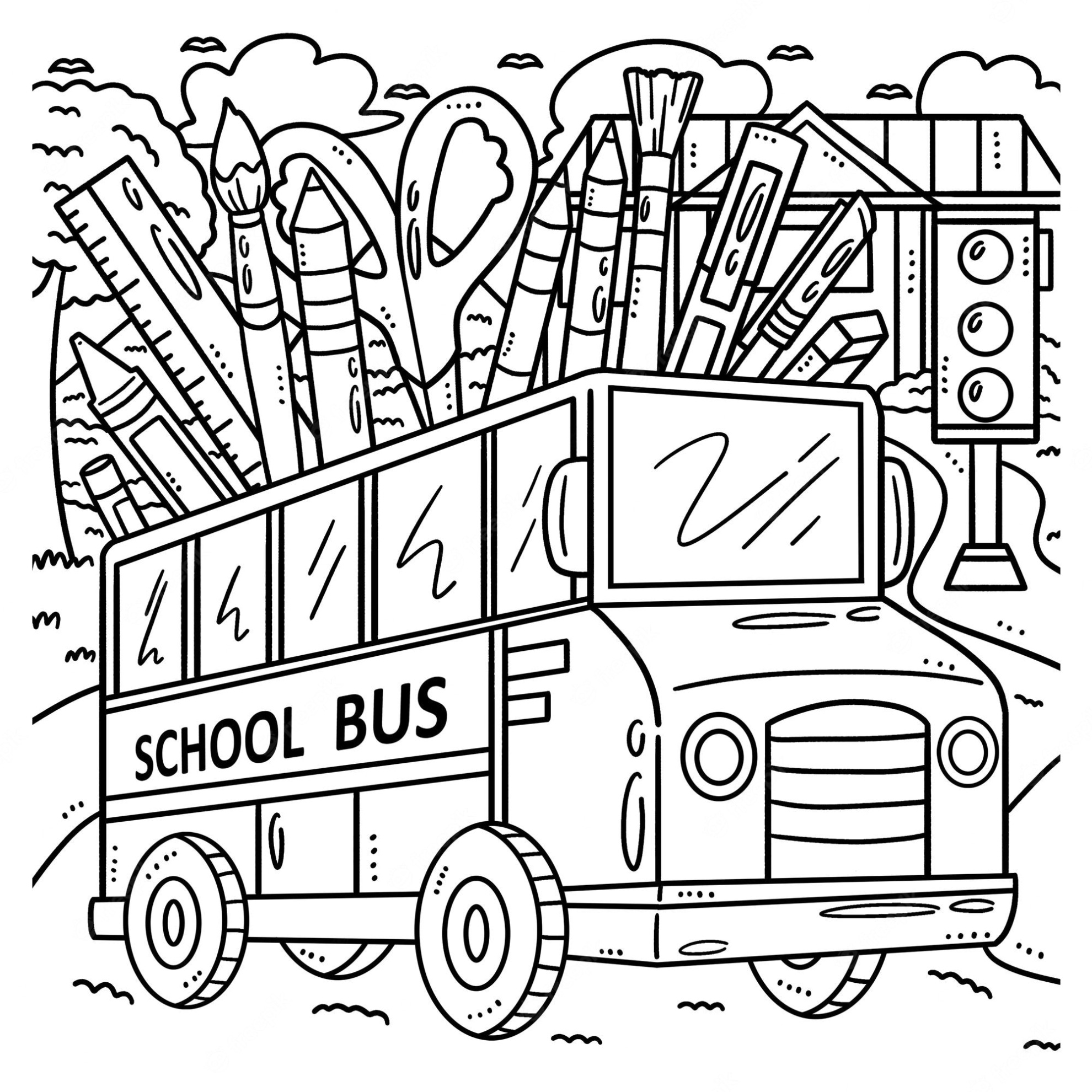 Terug Naar School Bus Kleurplaat