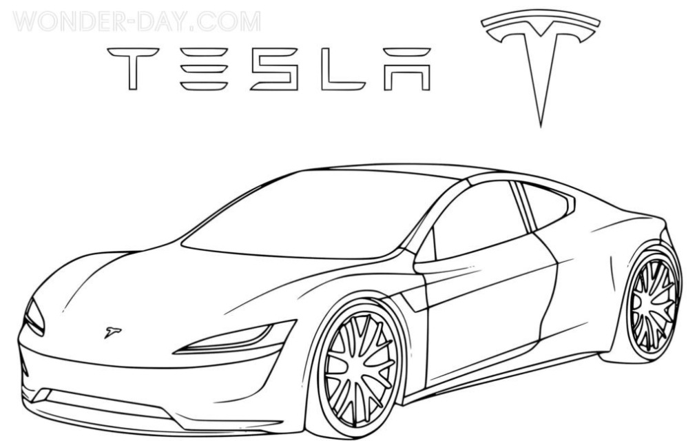 Tesla Roadster Kleurplaat