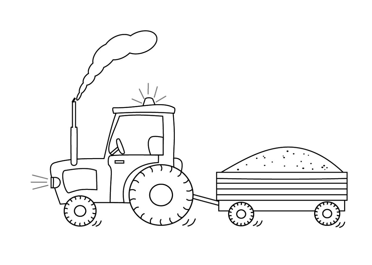 Tractor En Stro Transport Kleurplaat