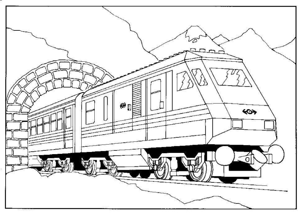 Trein In De Bergen Kleurplaat