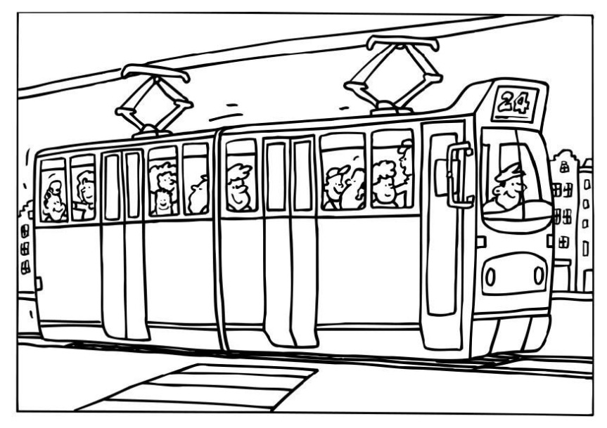 Trolleybus Kleurplaat