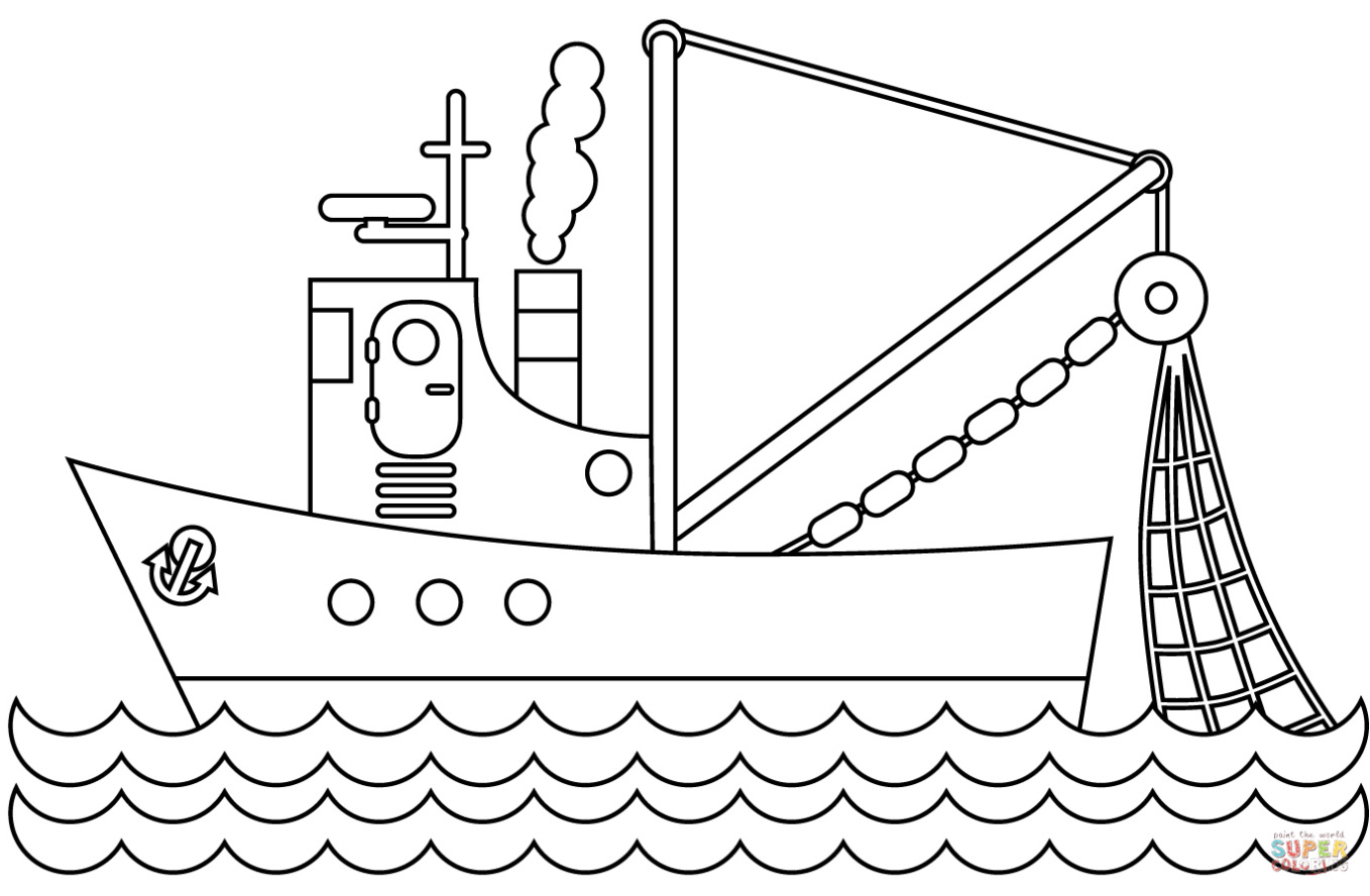 Vissersboot Kleurplaat