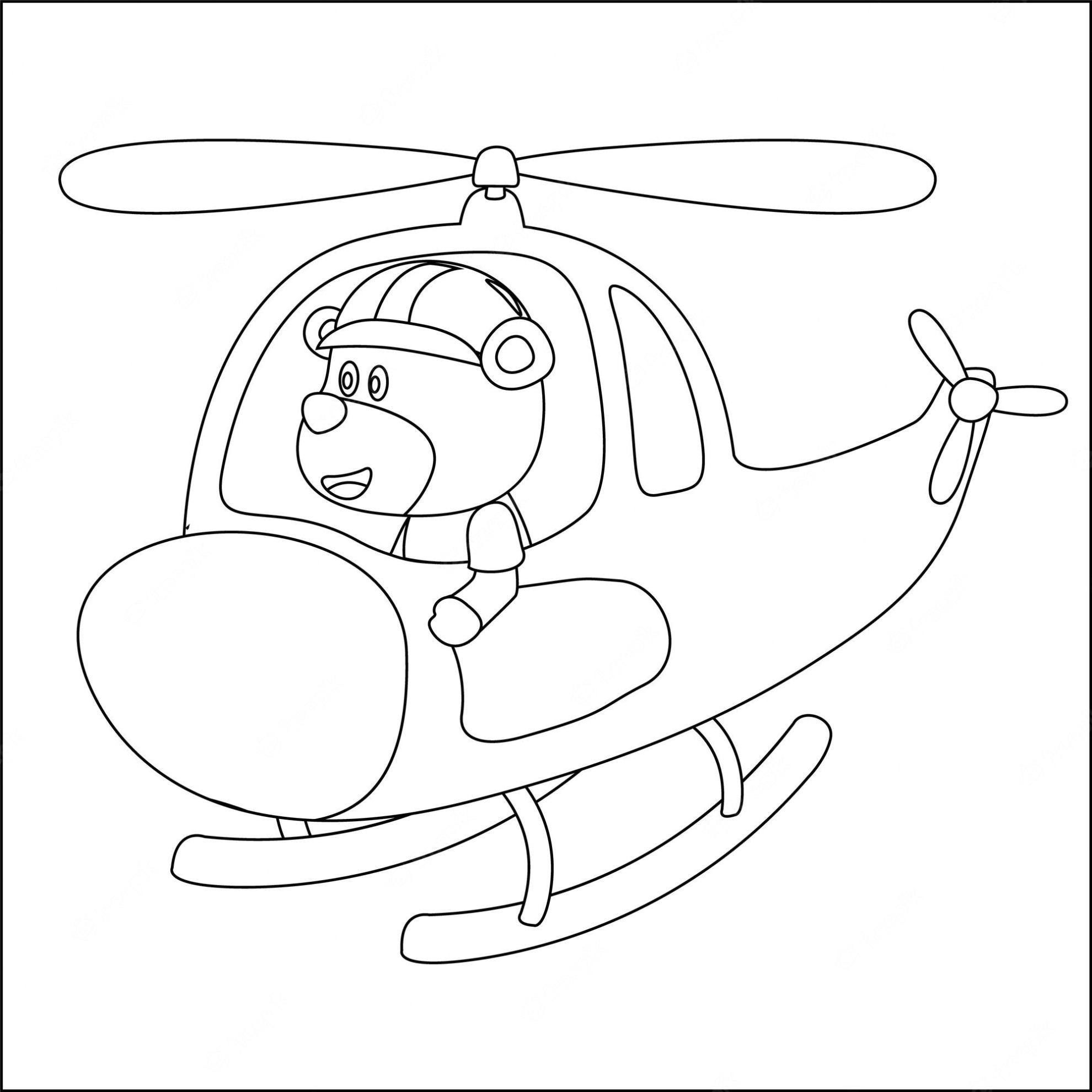 Vliegende Helikopter Kleurplaat