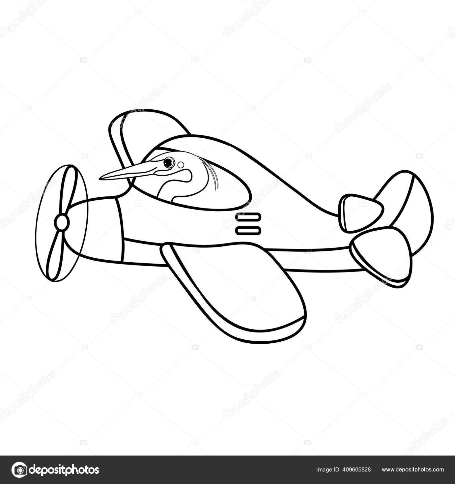 Vliegtuig Met Propelleromtrek Kleurplaat